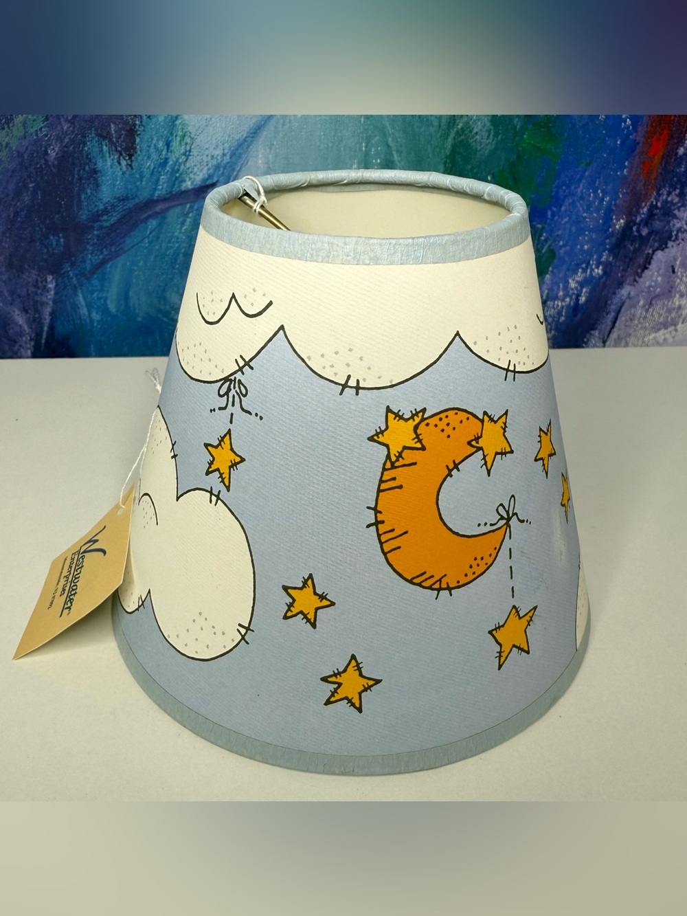 Tiny Lamp Shade Clip On Bulb Celestial Nursery Moon Stars Baby Whimsigothic 90s